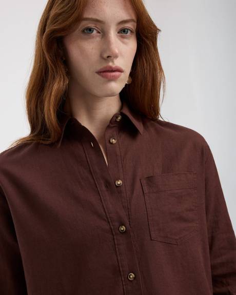 Long-Sleeve Linen-Blend Shirt