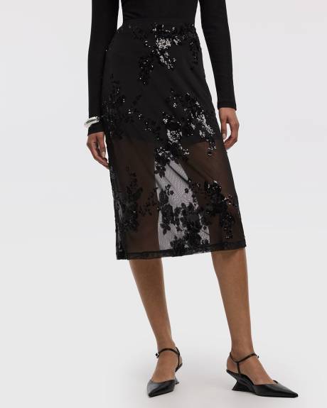 Midi Mesh Sequins Skirt