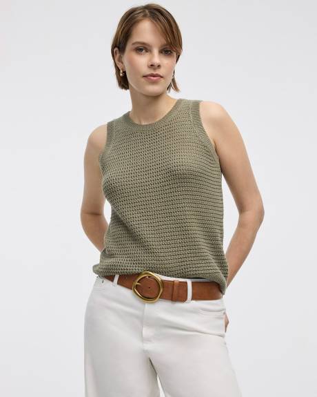 Crew-Neck Tank with Fancy Stitches