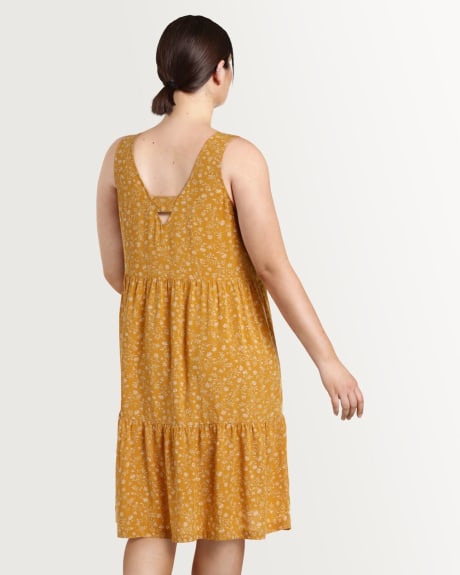 Sleeveless Printed Tiered Midi Dress