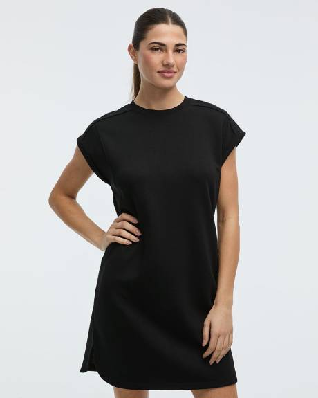 Extended-Sleeve Crew-Neck Dress with Pockets - Hyba