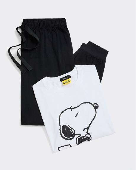 Ensemble pyjama Snoopy en coton à manches longues et jogger