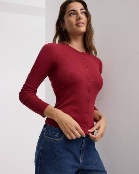 Long-Sleeve Crew-Neck Cardigan