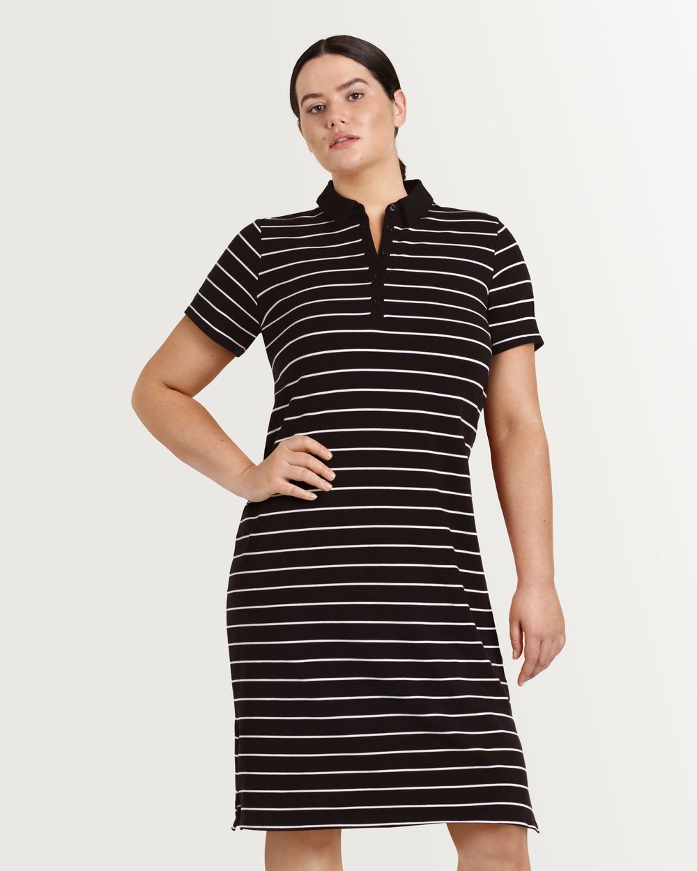 Striped Polo Midi Dress