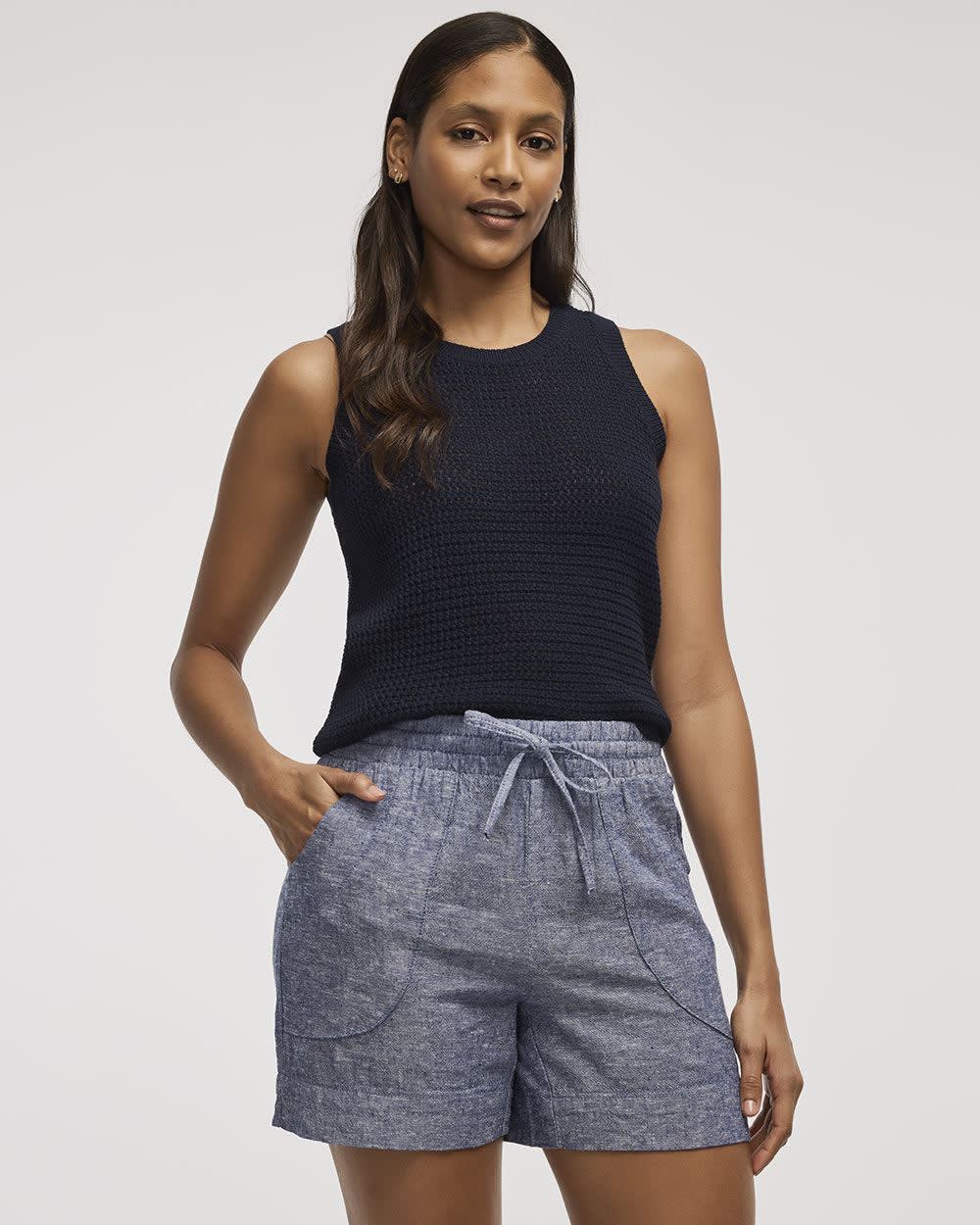 Linen-Blend Shorts with Drawstring