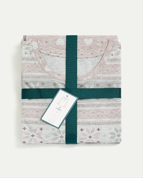 Long-Sleeve Top and Jogger Knit Pyjama Set