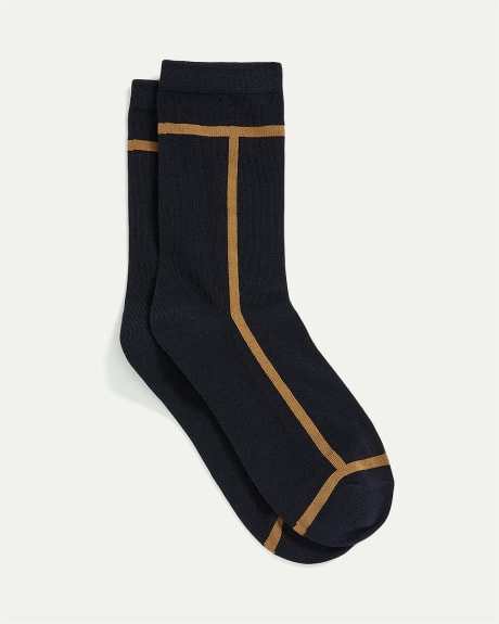 Cotton Socks with Side Stripes
