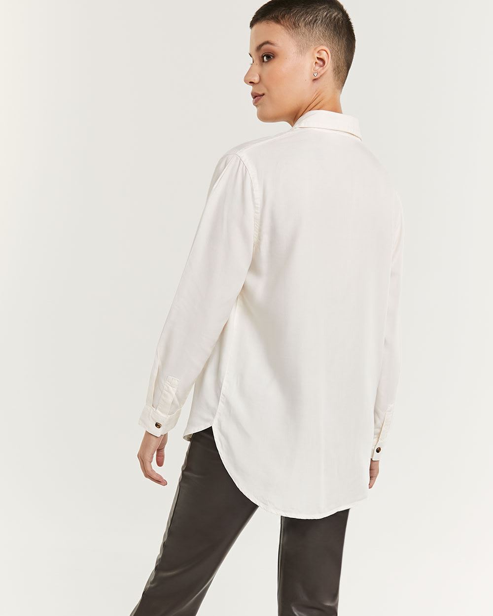 Long Sleeve Button-Up Shirt with Roll-Up Details