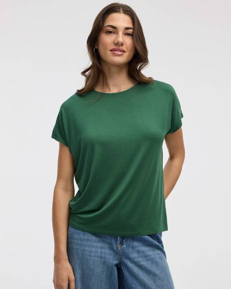 Short-Dolman-Sleeve Boat-Neck T-Shirt