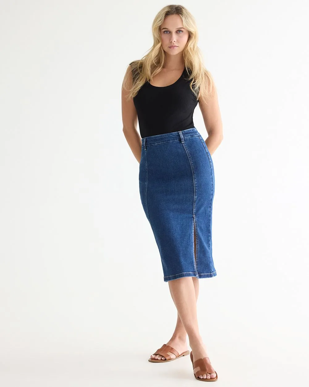 PullOn Midi Denim Skirt Reitmans
