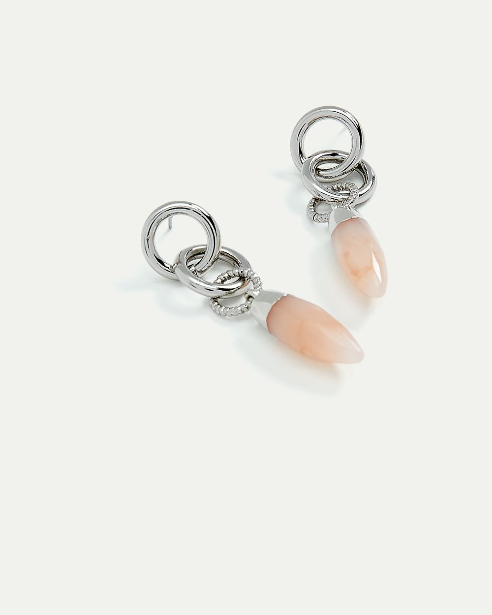 Link Earrings with Stone Pendants