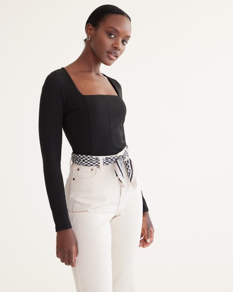 Long-Sleeve Top with Square Neckline