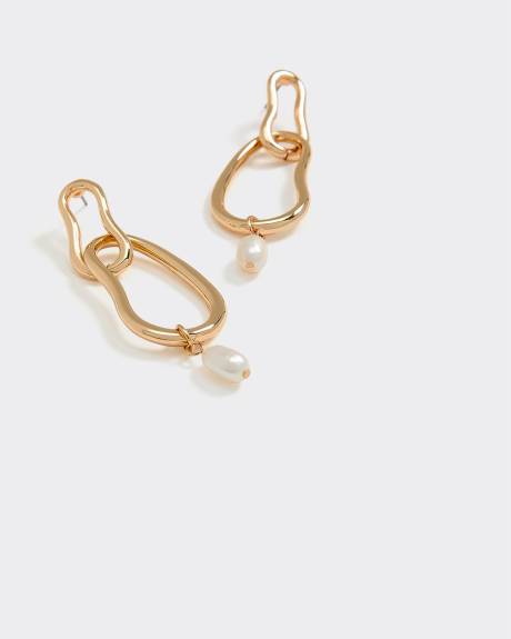 Link Earrings with Pearl Pendants