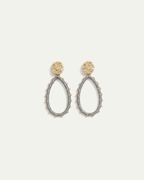 Earrings with Threaded Oval Pendants