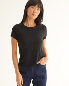 Short-Sleeve Ribbed Fitted Tee