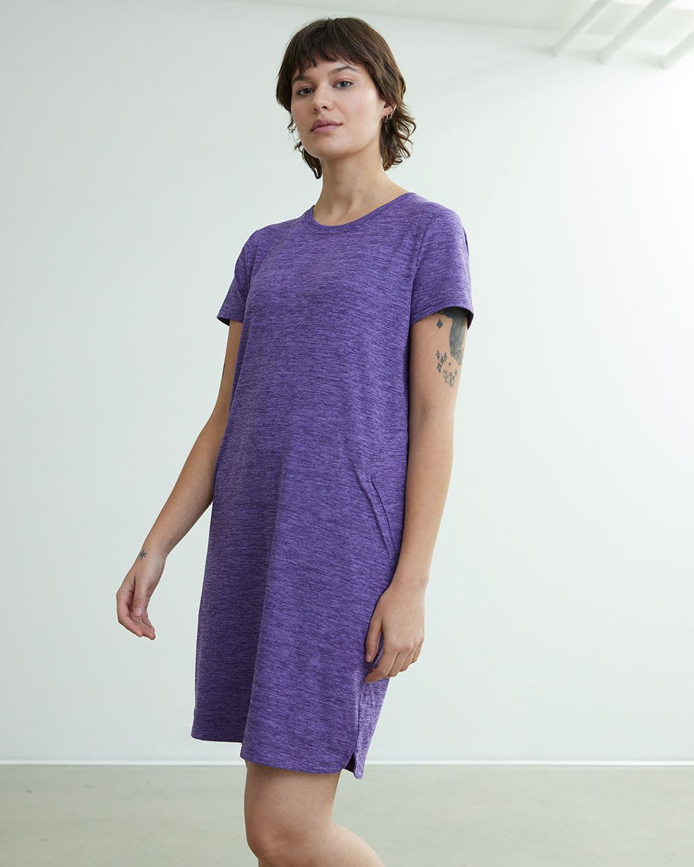 Short-Sleeve Crew-Neck Dress, Ultra Soft Hyba