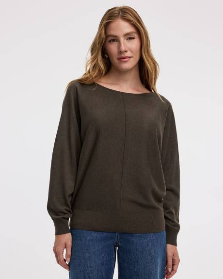 Merino-Blend Long-Sleeve Boat-Neck Sweater