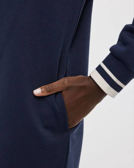 Long-Sleeve Half-Zip Mock-Neck Fleece Dress - Hyba