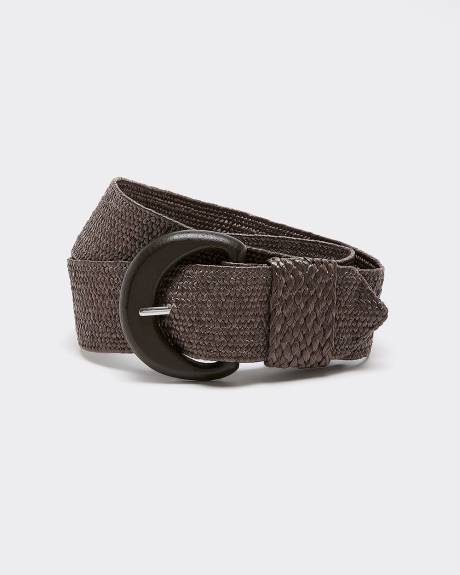 Ceinture élastique en paille avec boucle en bois