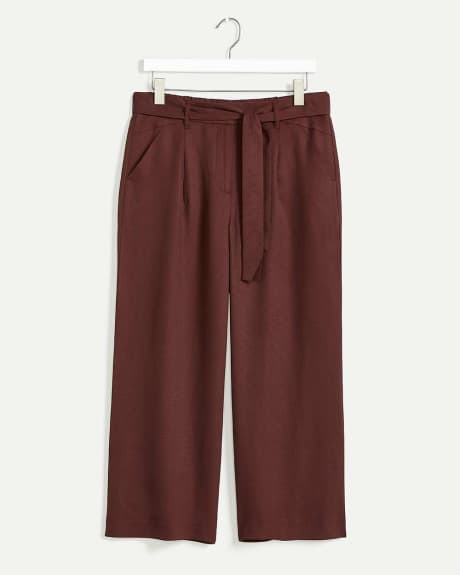Wide Cropped Pants with Sash
