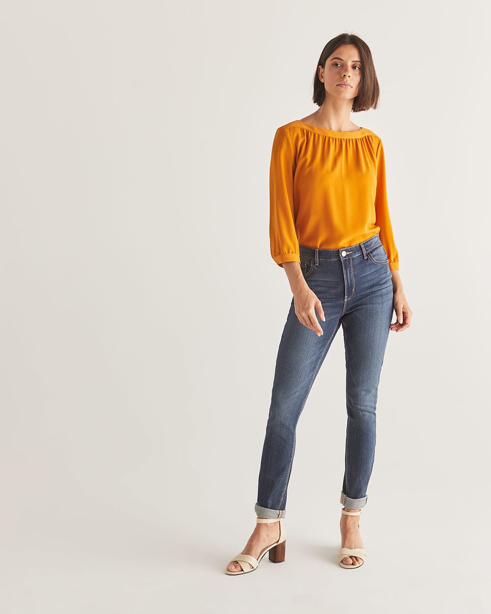 high rise long skinny jeans