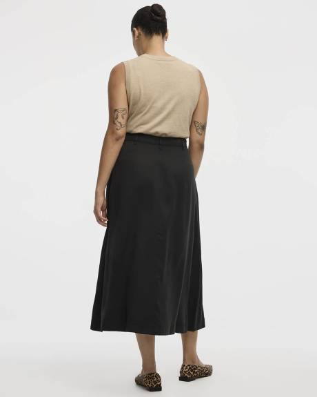 A-Line Midi Skirt with Buttons