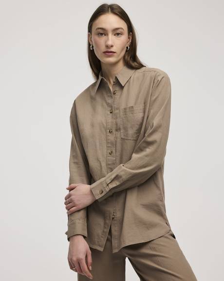 Chemise en mélange de lin à manches longues