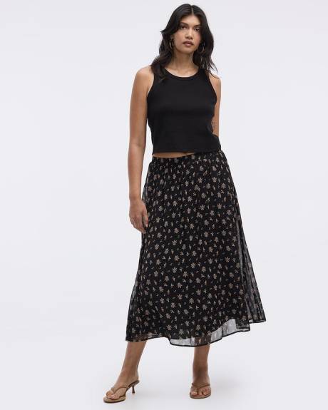 Jupe midi en mousseline plissée