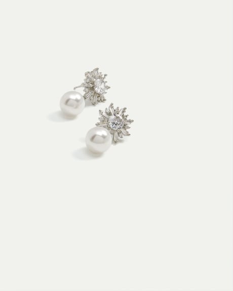 Crystal Earrings with Pearl Pendants