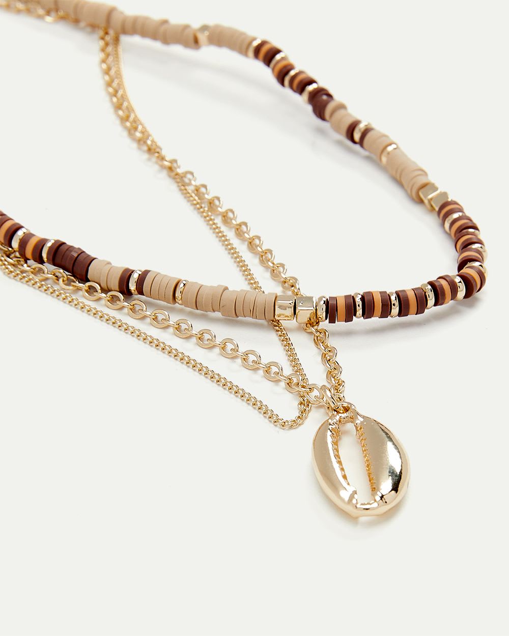 Multi-Layer Necklace with Shell Pendant