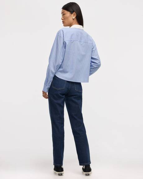 Striped Long-Sleeve Shirt with Crest