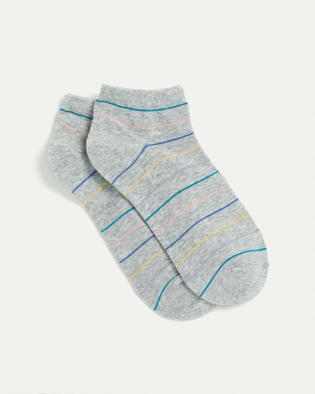 Cotton Anklet Socks with Colourful Stripes