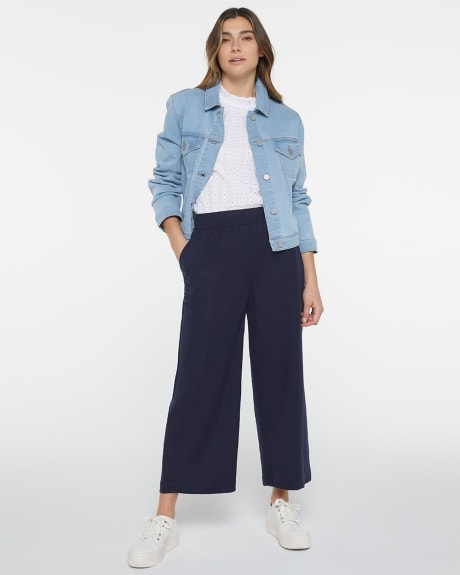 High Rise Pique Wide Leg Cropped Pant - Tall