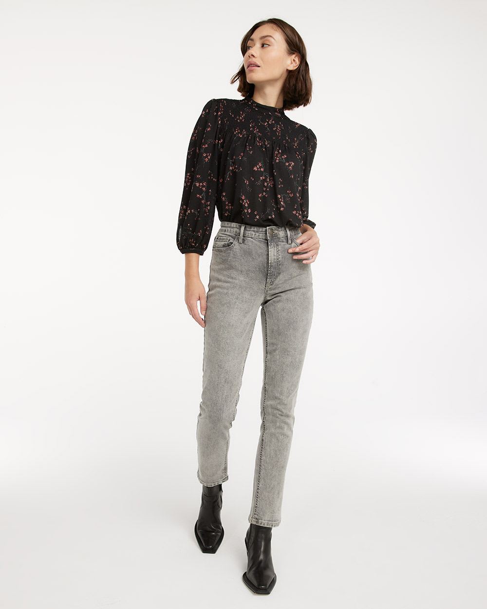 High-Rise Grey Wash Jean with Slim Leg, The Vintage - Tall
