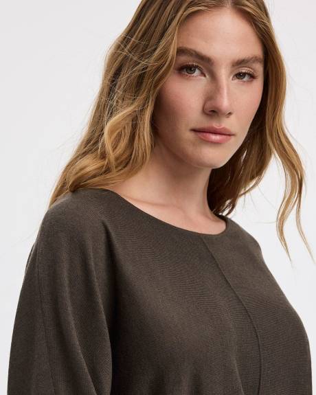 Pull avec laine mérinos à manches longues et col bateau