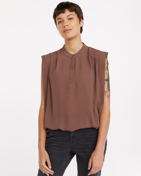 Solid Blouse with Shoulder Pads