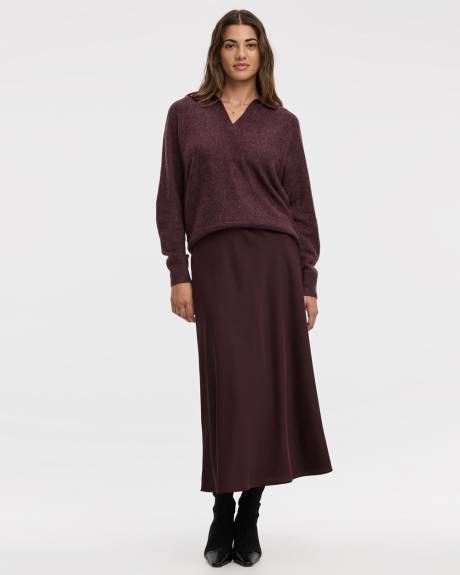 Satin A-Line Midi Skirt