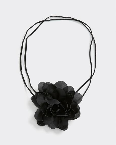 Chiffon Flower on Short Cord Necklace