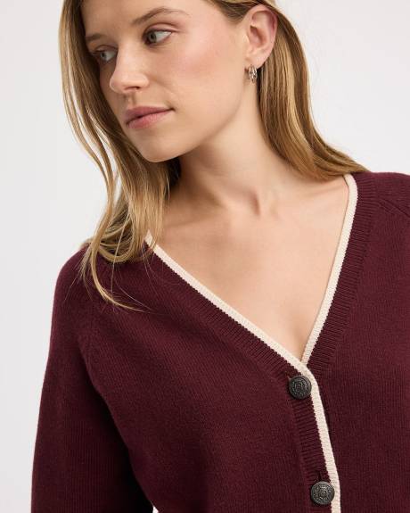 Long-Sleeve V-Neck Buttoned-Down Cardigan