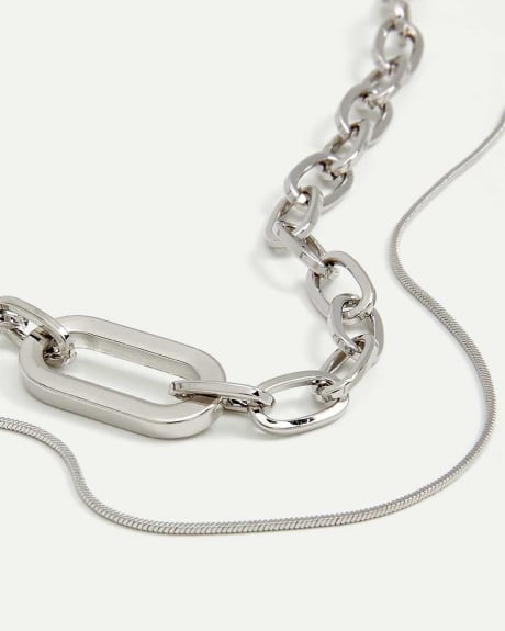 2 Layer Chunky Chain Oval Link and Snakechain