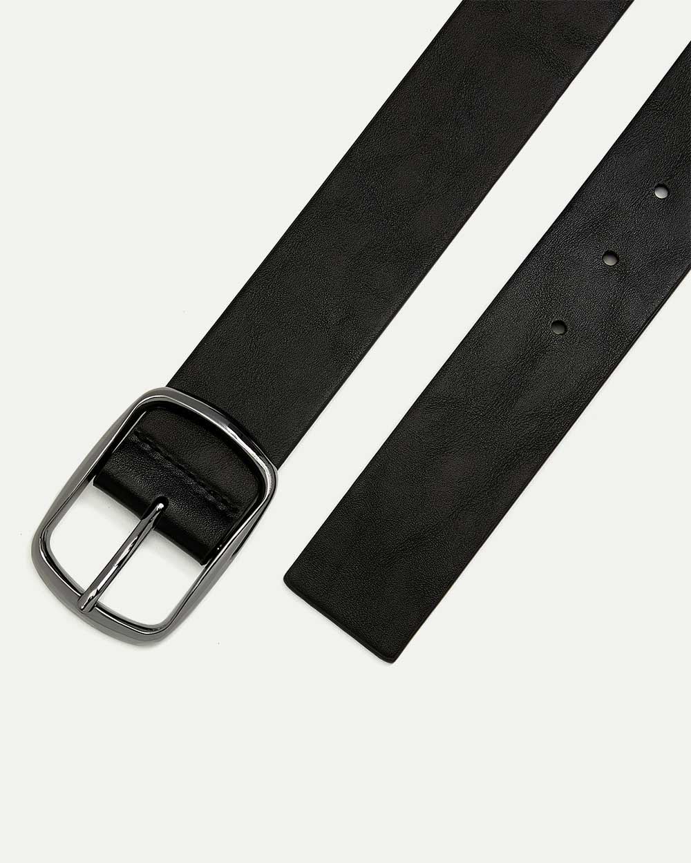 Minimalist Faux-Leather Wide Buckle Belt