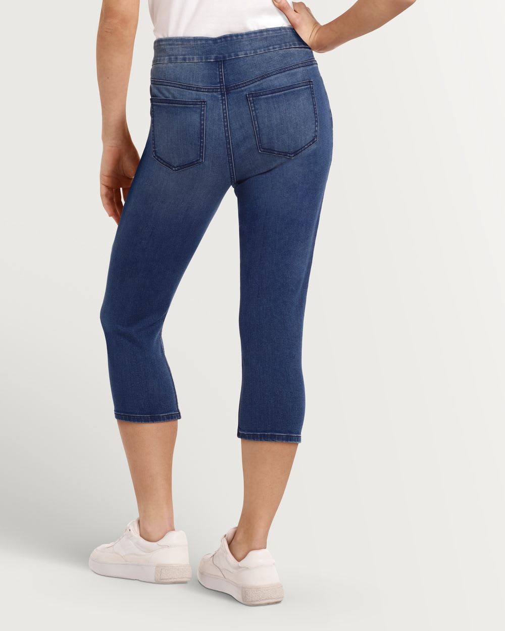Medium Wash Mid Rise Skinny Leg Capri Jeans The Original Comfort - Petite