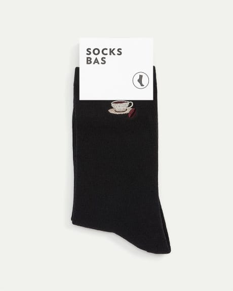 Cotton Socks with Cup of Coffee