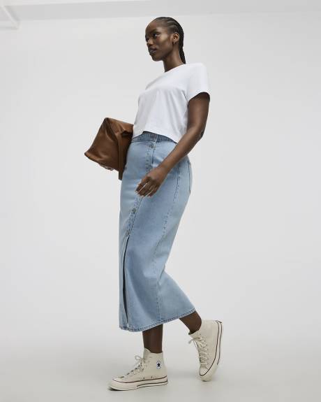 Pull-On Maxi Skirt with Wrap Front