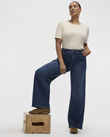 Jean à jambe large et taille mi-haute - Petite