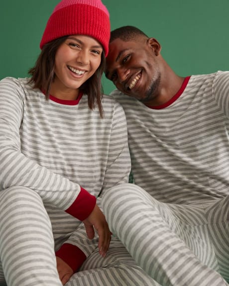 Men's Cotton Blend Pyjama Set with Long-Sleeve Top and Jogger