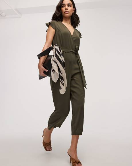 Cropped Straight-Leg Sleeveless Jumpsuit
