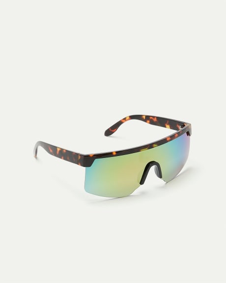 Mirrored Visor Tortoise Sunglasses