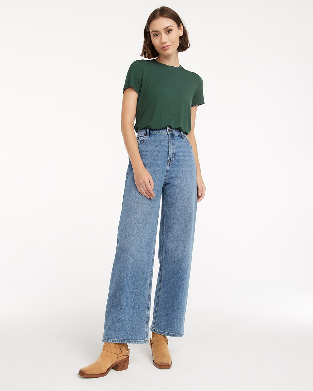 Super High-Rise Medium Wash Jean with Wide Leg - Petite