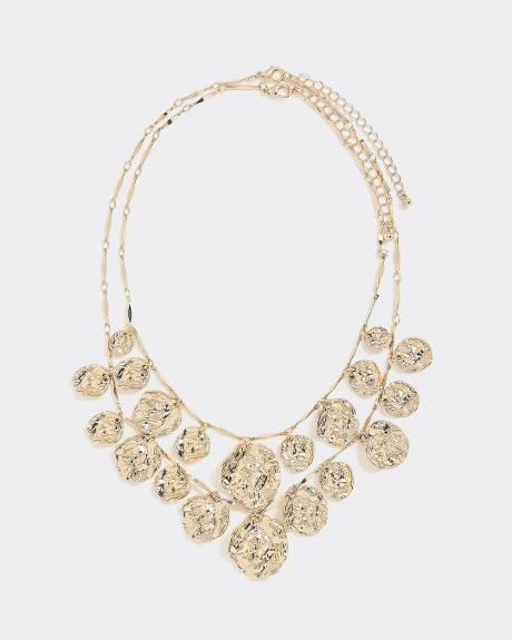 Double-Chain Short Necklace with Medallions